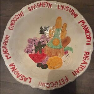 Vintage Italian Hand-Painted Italian Ceramic Pasta Bowl